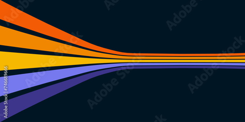 Abstract background of rainbow groovy Wavy Line design in 1970s Hippie Retro style. Vector pattern ready to use for cloth, textile, wrap and other.