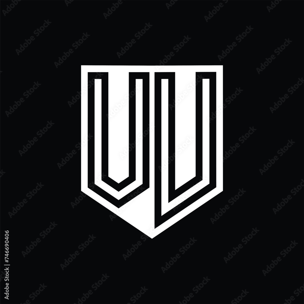 VU Letter Logo monogram shield geometric line inside shield design template