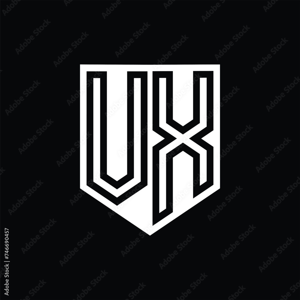 VX Letter Logo monogram shield geometric line inside shield design template VX Letter Logo monogram shield geometric line inside shield design template