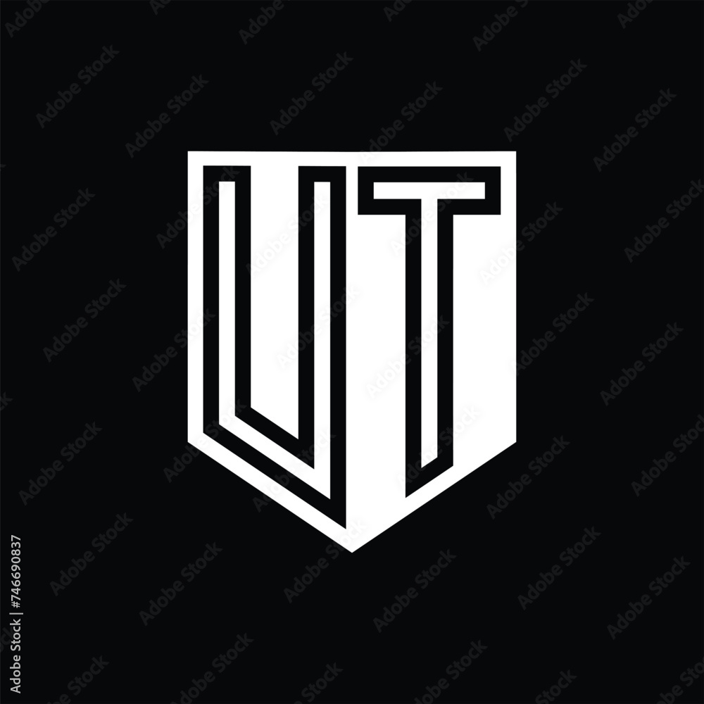 UT Letter Logo monogram shield geometric line inside shield design template UT Letter Logo monogram shield geometric line inside shield design template