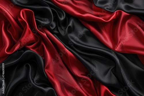 Black and red abstract silk fabric background for design.