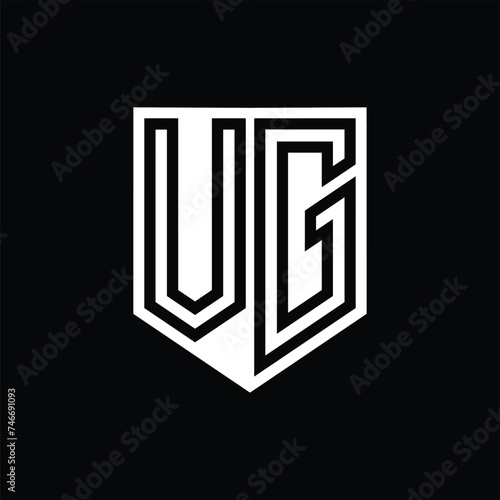 VG Letter Logo monogram shield geometric line inside shield design template