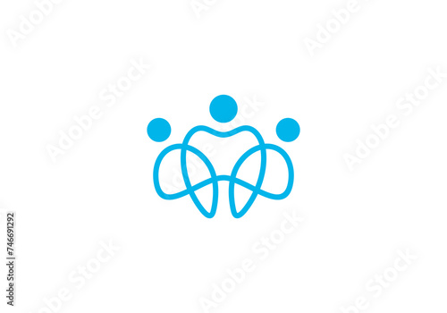 dental care logo. simple minimalist love heart people line inspiration design.