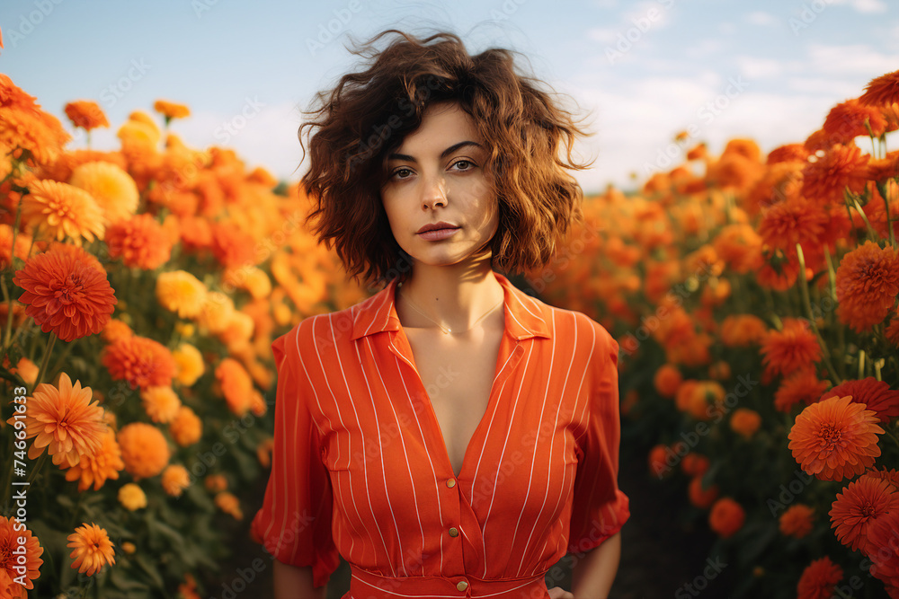 Naklejka premium Conceptual Generative AI photo collage of people surrounded by spring vibe sunny day weather nature