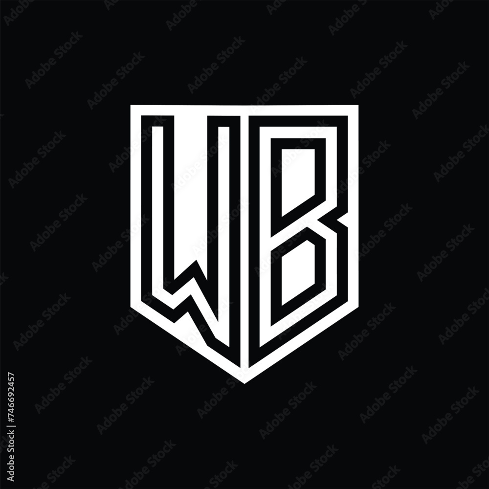 WB Letter Logo monogram shield geometric line inside shield design template WB Letter Logo monogram shield geometric line inside shield design template