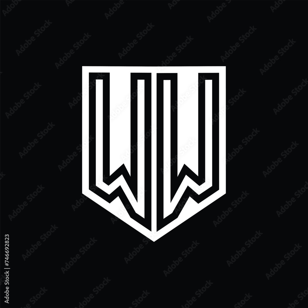 WW Letter Logo monogram shield geometric line inside shield design template WW Letter Logo monogram shield geometric line inside shield design template