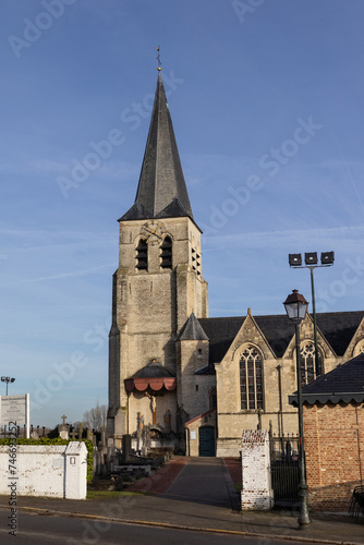 The church of the beheading of St. John, in Schellebelle village in Wichelen, East Flanders, Belgium. photo