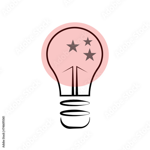 black hanging lightbulb on yellow background. concept of aha moment or quizz sign or easy think outside the box. simple outline trend more efficiency logotype graphic web design element