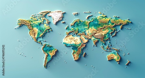 Fototapeta Naklejka Na Ścianę i Meble -  3D world map illustration	
