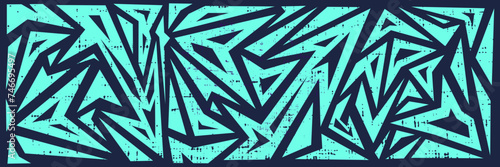 Abstract zigzag background in cyan and black color. Graffiti art vector. Suitable for backdrop, poster and cover template.