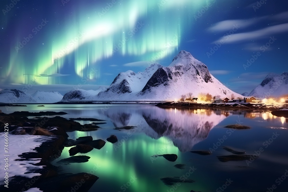 Fantastic Aurora Borealis or northern phenomenon
