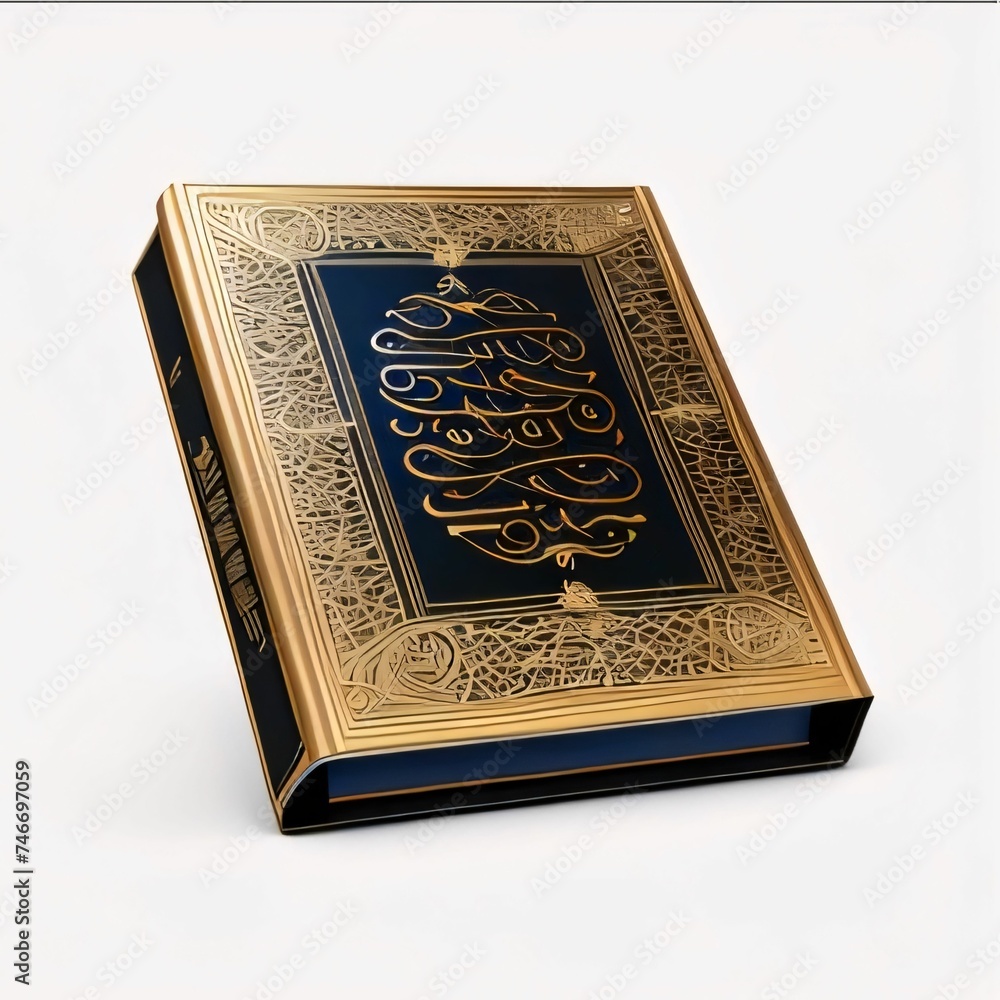 A richly decorated book of the Quran on a bright background. Ramadan as a time of fasting and prayer for Muslims. A richly decorated book of the Quran on a bright background. Ramadan as a time of fasting and prayer for Muslims.