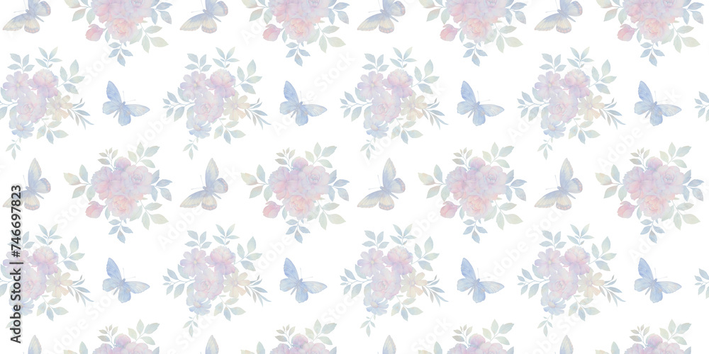 butterflies and flowers, seamless pattern on dark background, watercolor painting illustration, luxury wallpaper, premium modern design butterflies and flowers, seamless pattern on dark background, watercolor painting illustration, luxury wallpaper, premium modern design