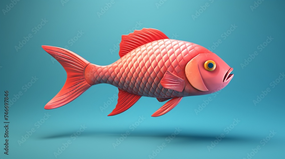 Fish 3D style, clean background, simple details,