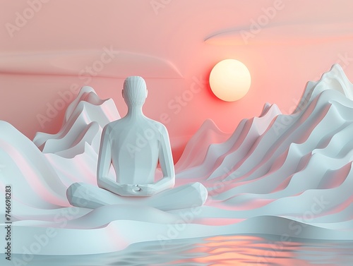 Mindfulness Meditation Concept, Serene illustration for peaceful concentration photo