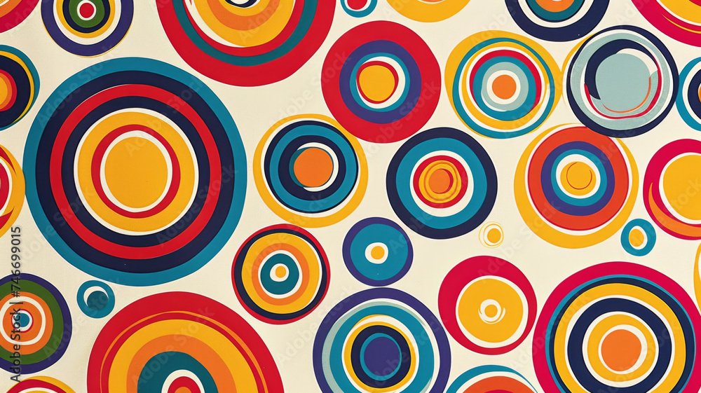 Retro Revival, 1960s Abstract Design with Circles and Perforations