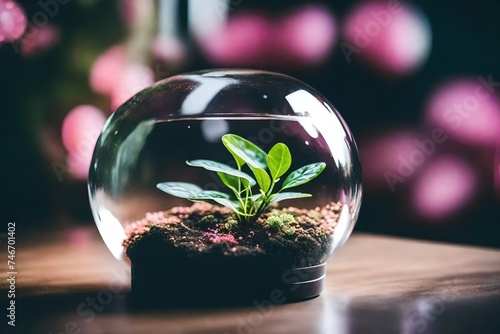 plant in a glass on portrit bakground photo