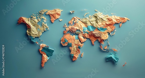 3D world map illustration	
