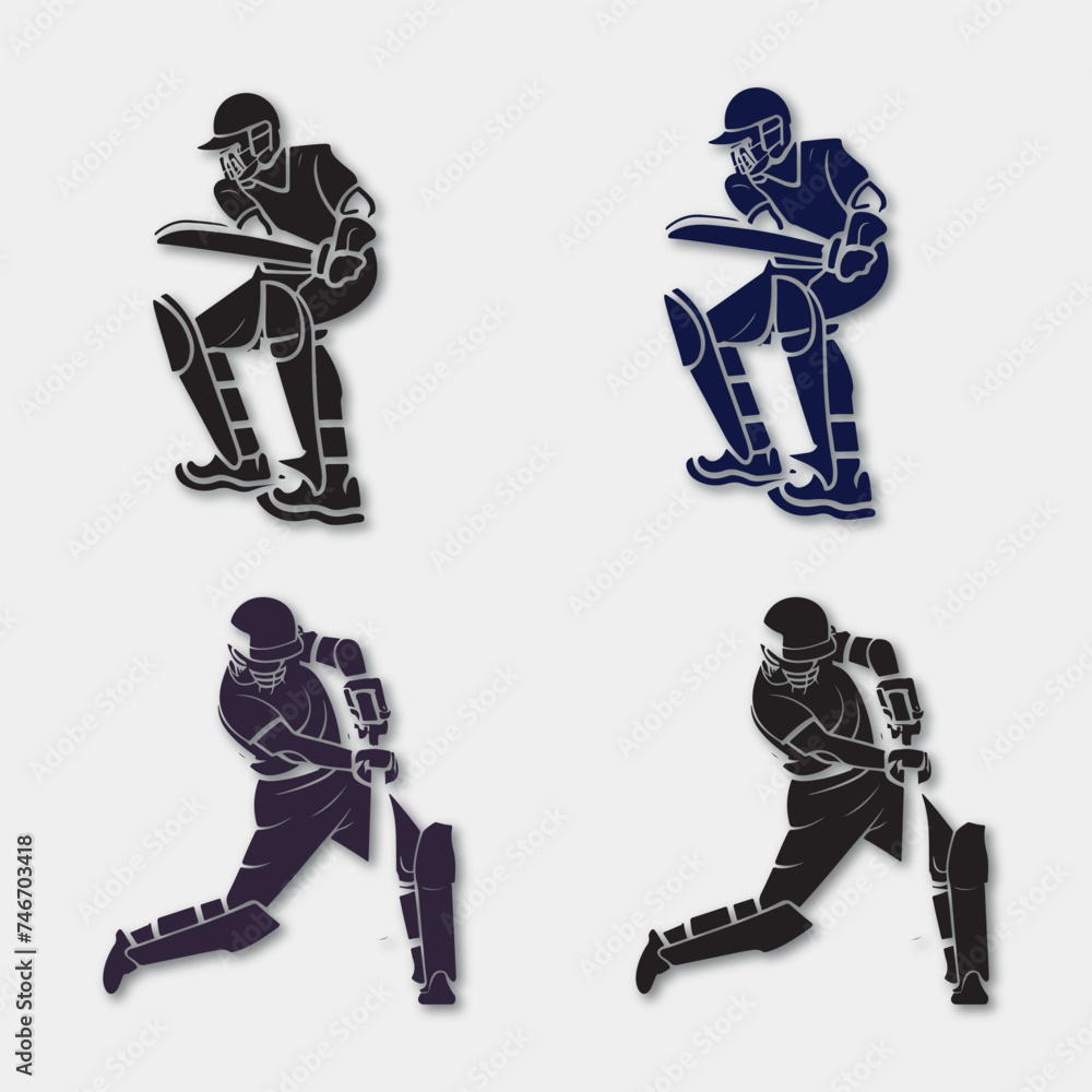 Fototapeta premium Vector concept of Batsman playing cricket championship design