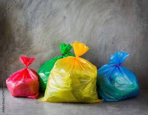 Sacchi di plastica colorati. Sacchi di immondizia