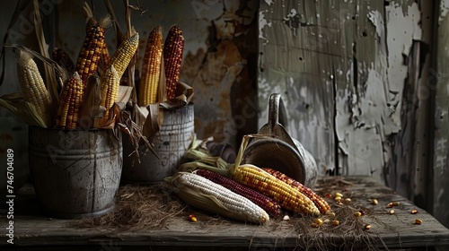 Corn, scientifically known as Zea mays, is a cereal grain that originated in Mesoamerica and has been cultivated by indigenous peoples for thousands of years. photo