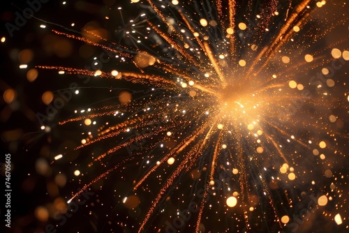 A dazzling display of fireworks forming a radiant starburst in the night sky, with sparkling trails of light emanating from the center and illuminating the surroundings.