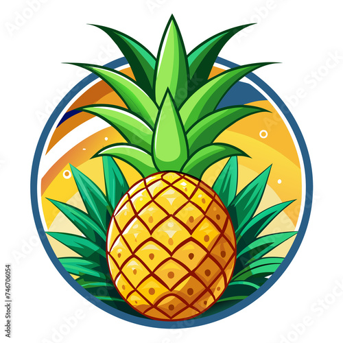 flat logo vector pineapple on a white background