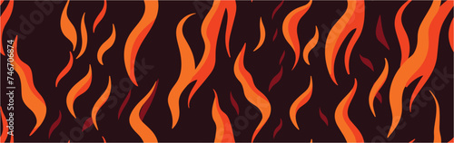 Illustration in comic cartoon design. Vector fire. Cartoon flame border. Vector fire flames. Place for text. Decorative pattern flame. Fire iconFire symbol. Seamless.
