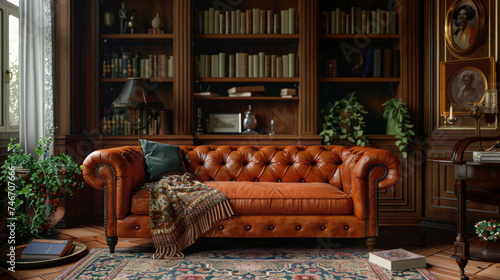 Sofa with carpet home interior
