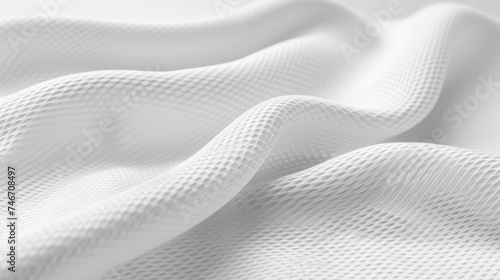 Detailed macro shot revealing intricate white fabric fiber microstructure for background display photo