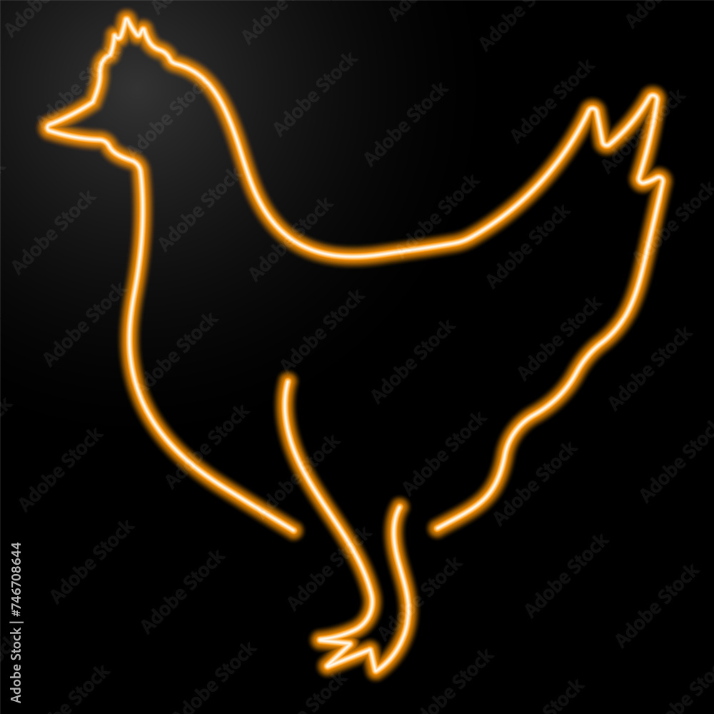 Fototapeta premium chicken neon sign, modern glowing banner design, colorful modern design trend on black background. Vector illustration.