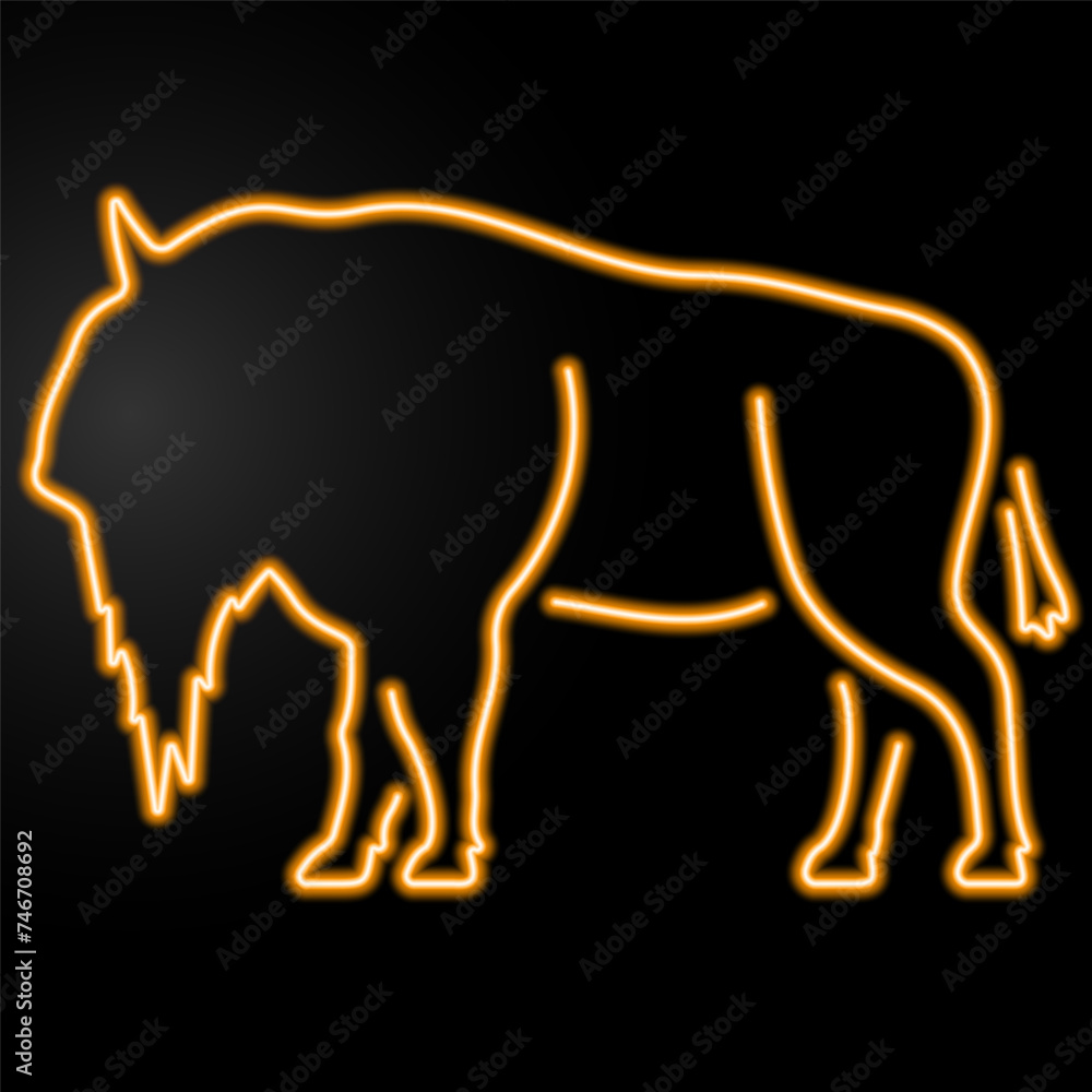 Fototapeta premium buffalo neon sign, modern glowing banner design, colorful modern design trend on black background. Vector illustration.