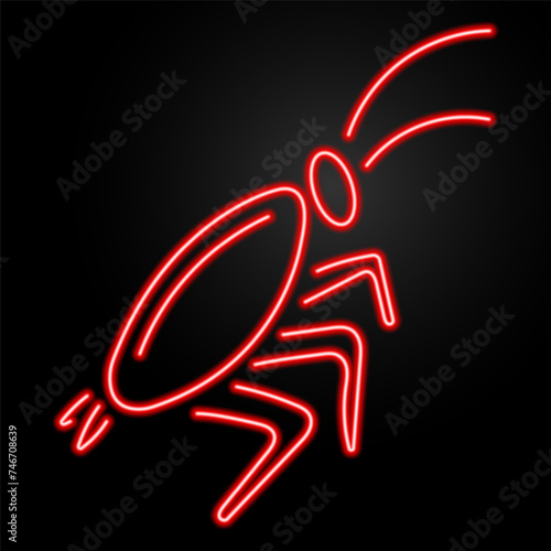 cockroach neon sign, modern glowing banner design, colorful modern design trend on black background. Vector illustration.