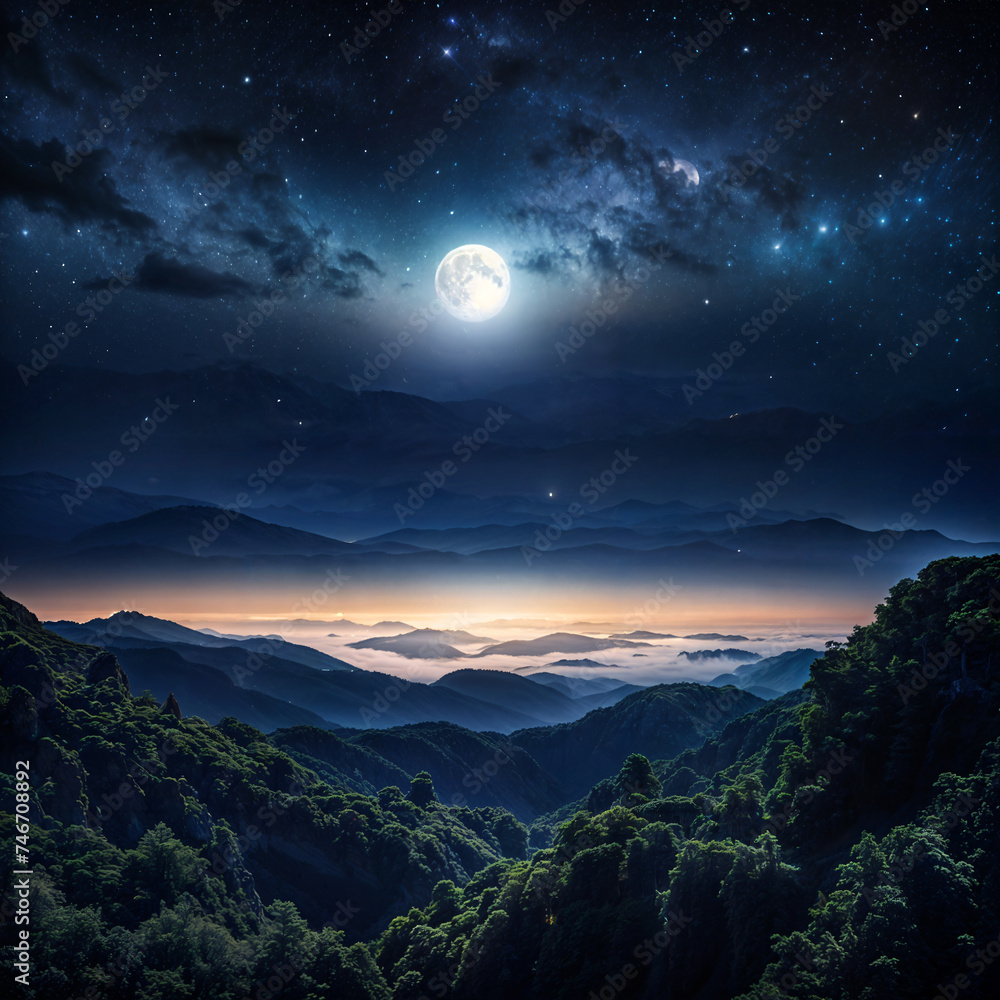 The night sky where the moon shines The night sky where the moon shines