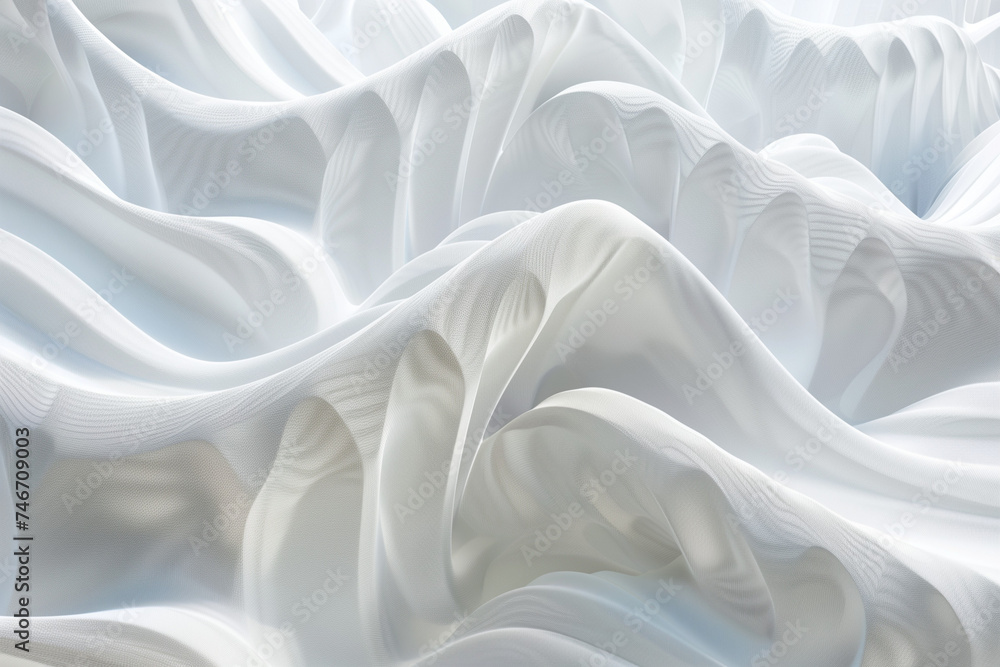 3d render, abstract background with folded textile, white cloth macro, fashion wallpaper wavy layers 3d render, abstract background with folded textile, white cloth macro, fashion wallpaper wavy layers