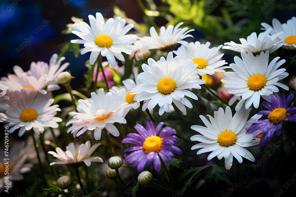 A bunch of white and pink flowers with a yellow bee on the center.
A bunch of white and pink flowers with a yellow bee on the center.