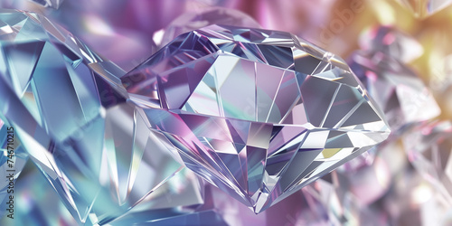Close-up of a pristine crystal with a kaleidoscope of reflections.