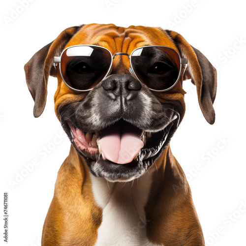 isolated dog wearing sunglasses 
