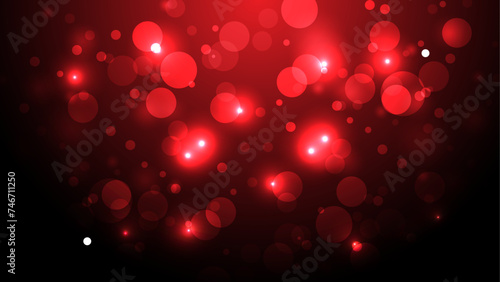 red bokeh in the shape of hearts on red background. Celebrating Valentine's day.