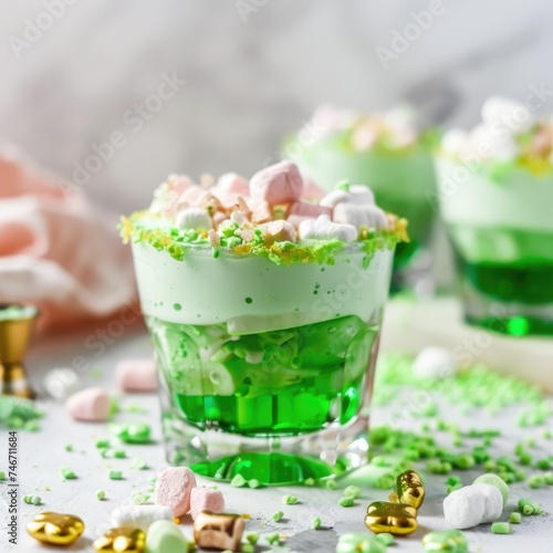 cocktail with top lucky charm marshmallows, st patricks day celebration