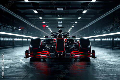 Sillouette front view of new formula one car  for  launching new f1 car