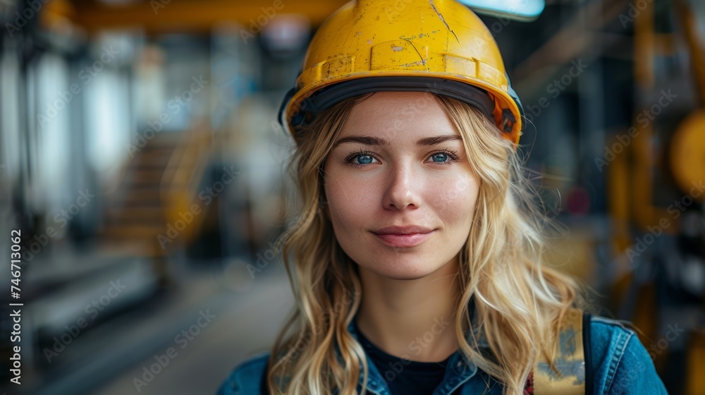 ortrait of a Professional Heavy Industry Engineer Worker Wearing Uniform, Hard Hat in a Steel Factory. ortrait of a Professional Heavy Industry Engineer Worker Wearing Uniform, Hard Hat in a Steel Factory.