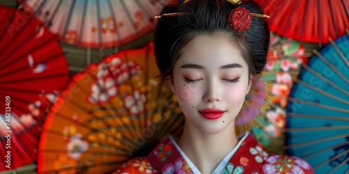 stylized picture of a Japanese geisha, make-up done by professional