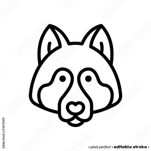 Husky head thin line icon. Dog breed. Editable stroke. Vector illustration.