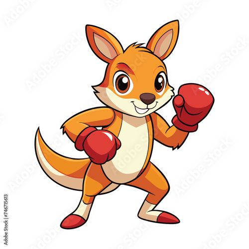 Cute Kangaroo Boxing Vector Illustration