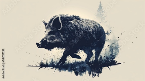A ferocious wild boar generative AI