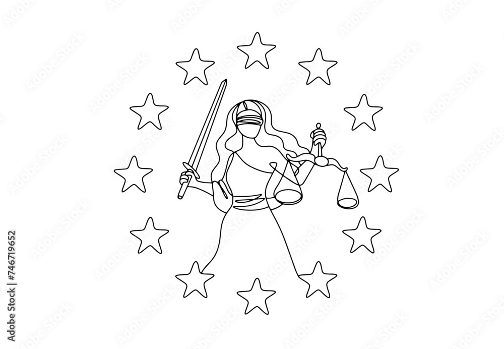 Fototapeta premium Europe. Civil law. One line