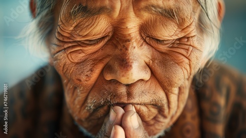 Serene Elderly Mindfulness: Capturing Peaceful Expression of Emotional Well-Being Through Meditation Practice