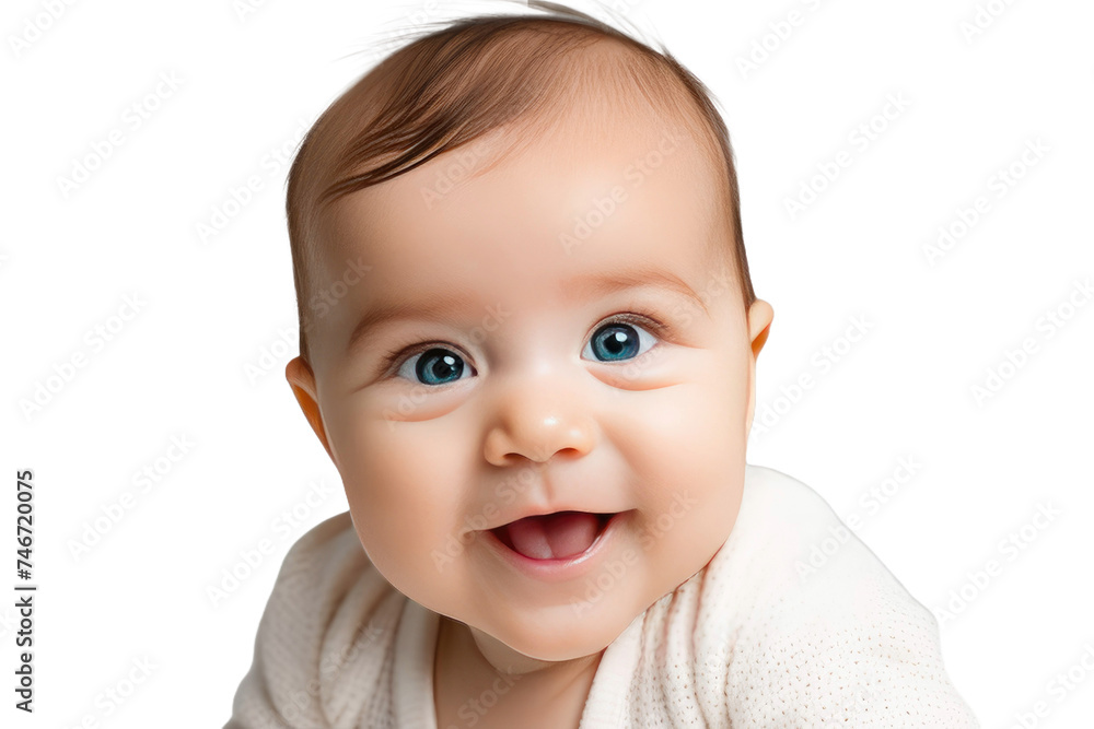 A high quality stock photograph of a single cute happy baby isolated on a white background A high quality stock photograph of a single cute happy baby isolated on a white background