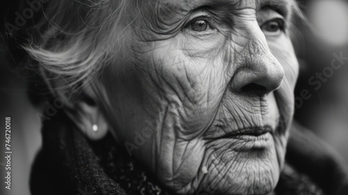 Beautiful Elderly Woman Portrait: Wise and Serene Aging Gracefully with Reflection and Contemplation